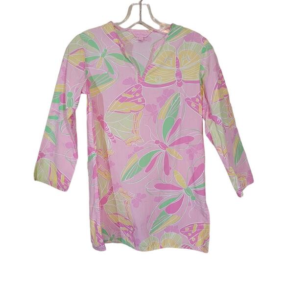 Lilly Pulitzer Girls V Neck Tunic Top Side Slits Pullover Multicolor Size Large - Picture 1 of 8